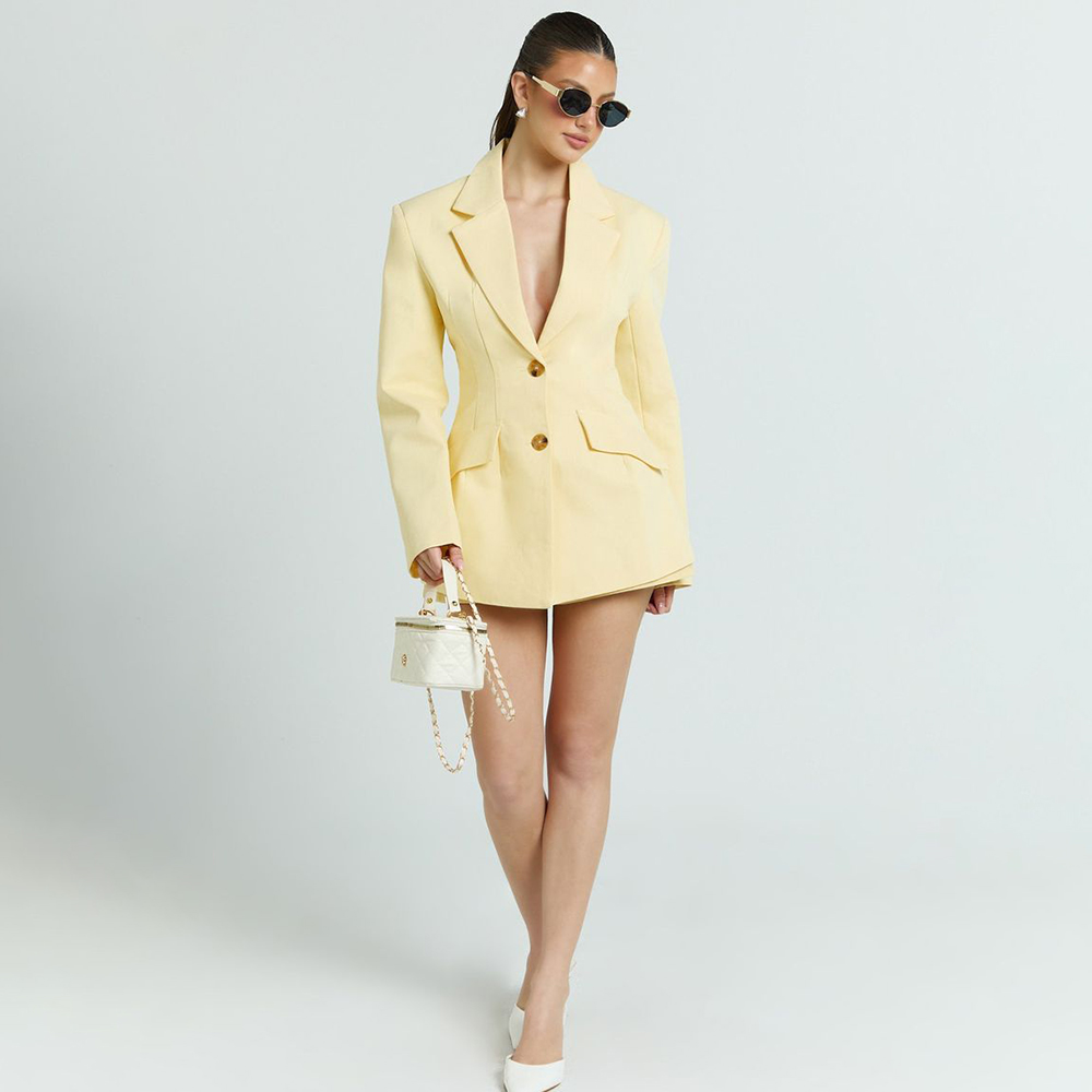 Yellow Formal Wear Women - 라이트 옐로우 여성용 2피스 수트 세트