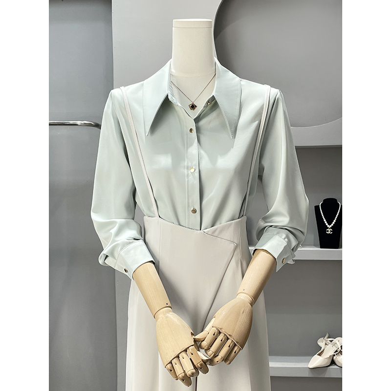 Women Formal Wear Korean - 긴 소매 셔츠 여성용 쉬폰 블라우스