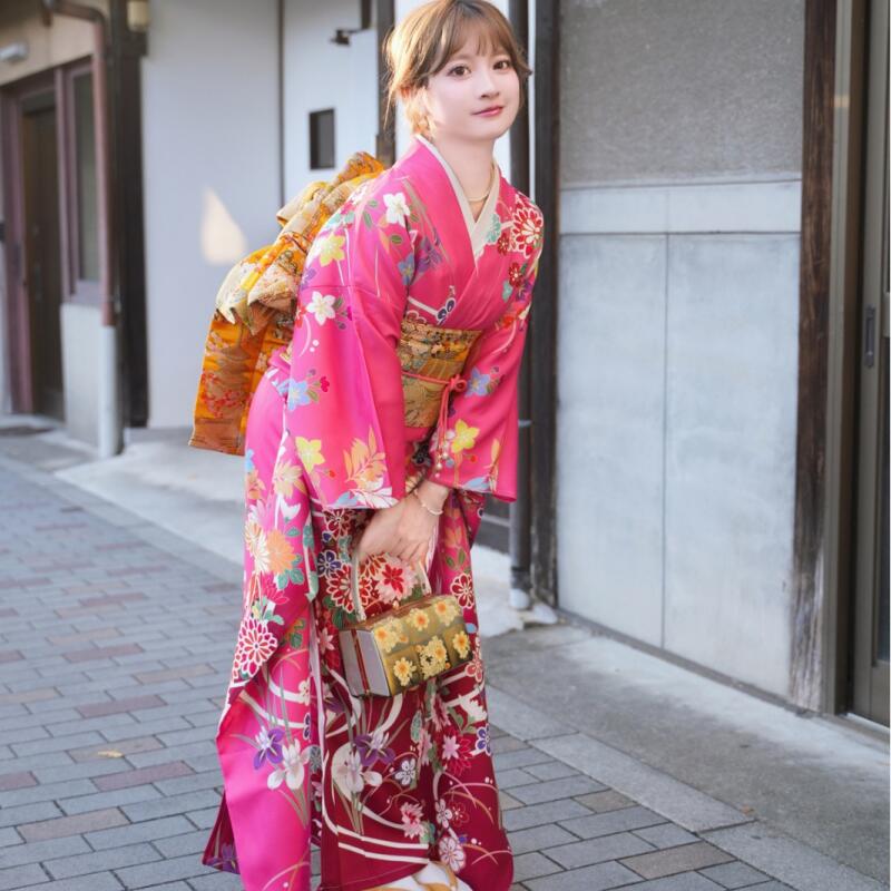 Women Formal Wear For Meeting - 일본 전통 진동 슬리브 기모노 바르