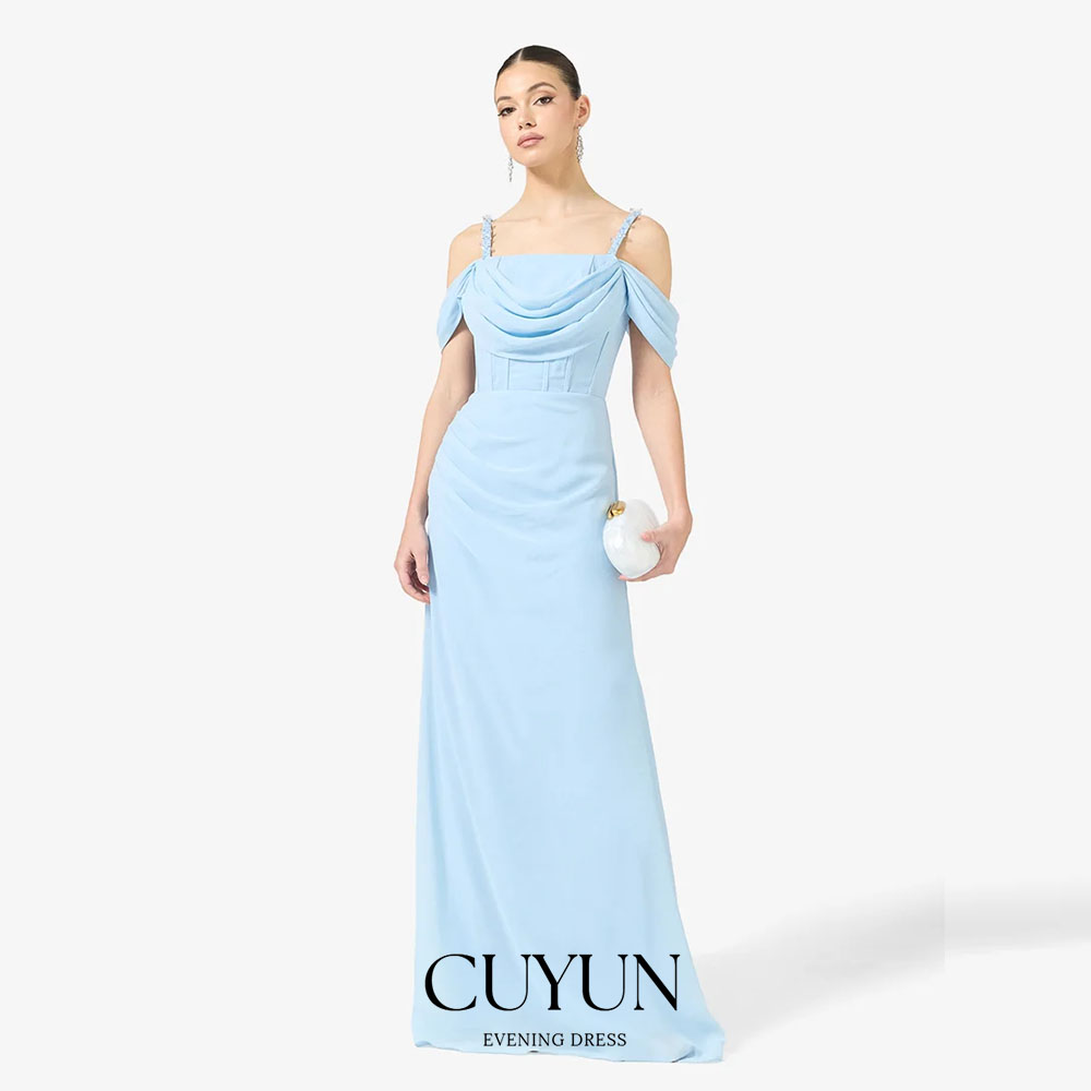 Women'S Formal Dinner Wear - CUYUN 맞춤형 하늘색 정장 이브닝 드레스