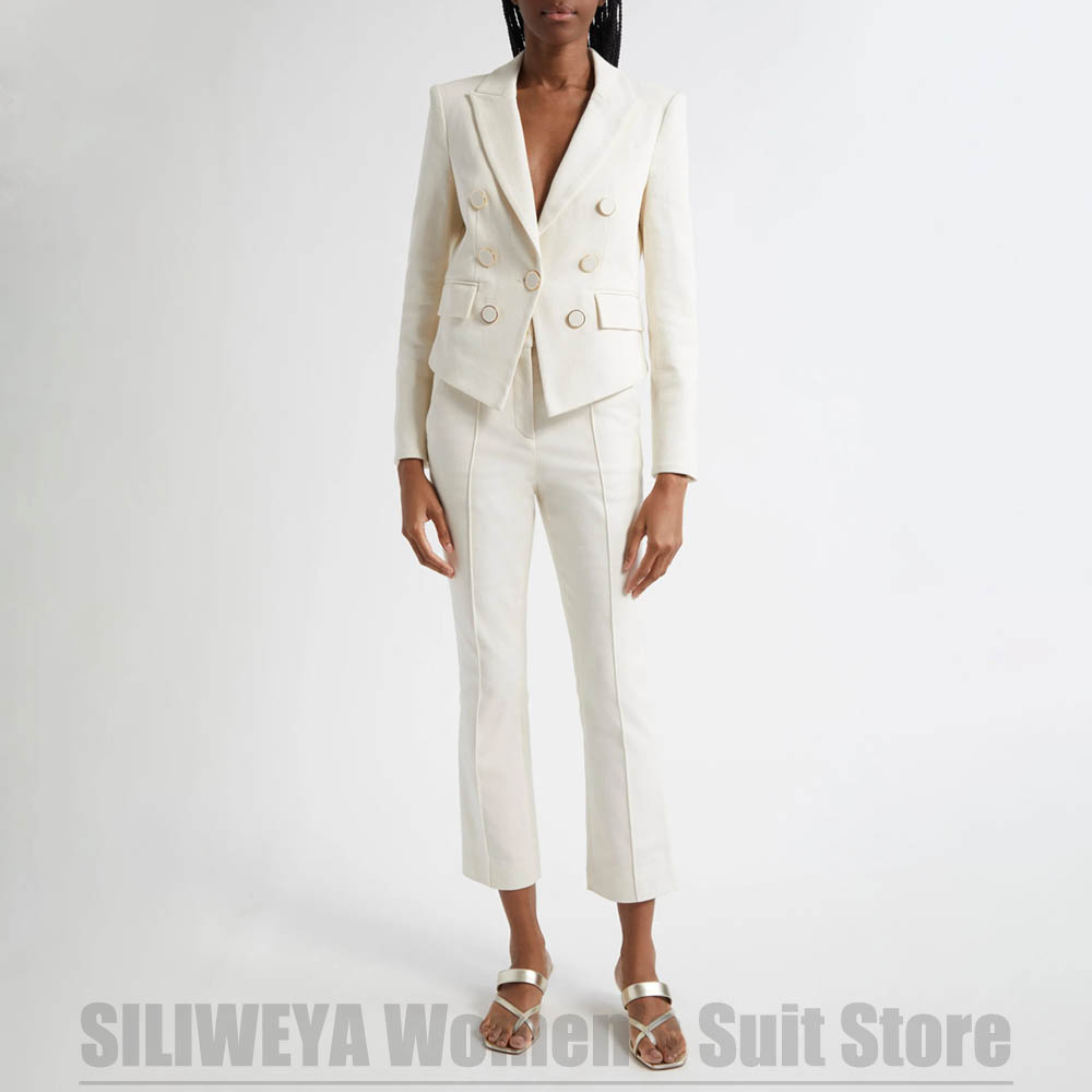 Women Formal Wear For Meeting - 여성 정장 투피스 패션 더블 브레스티드