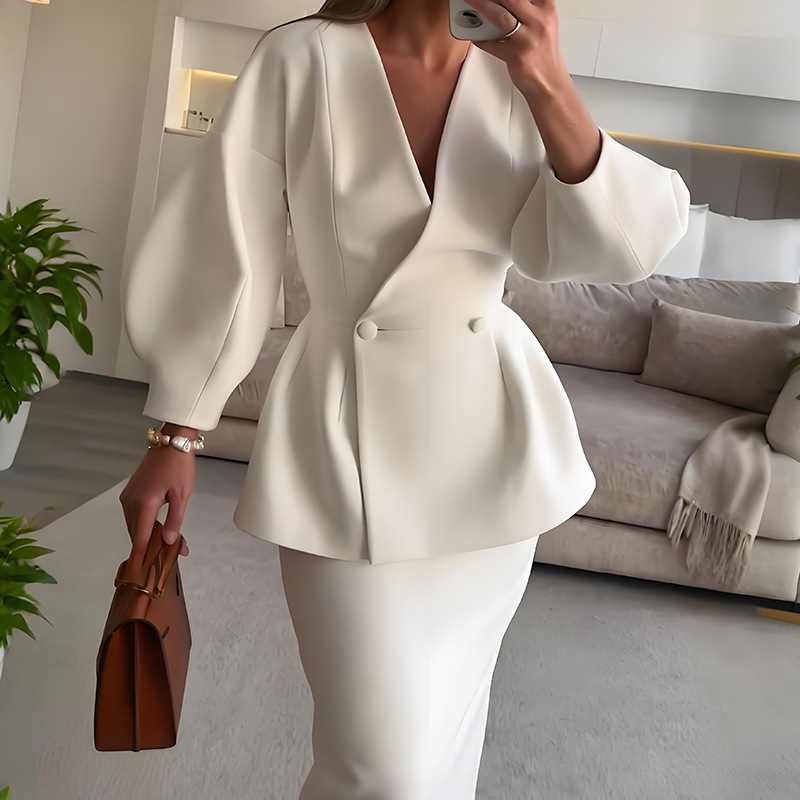 Women Formal Wear For Meeting - 2피스 세트 여성 의상, 우아한 블레이저