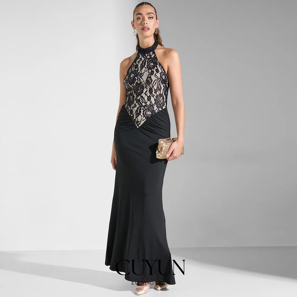 Women'S Formal Dinner Wear - CUYUN 맞춤형 블랙 섹시 레이스 이브닝