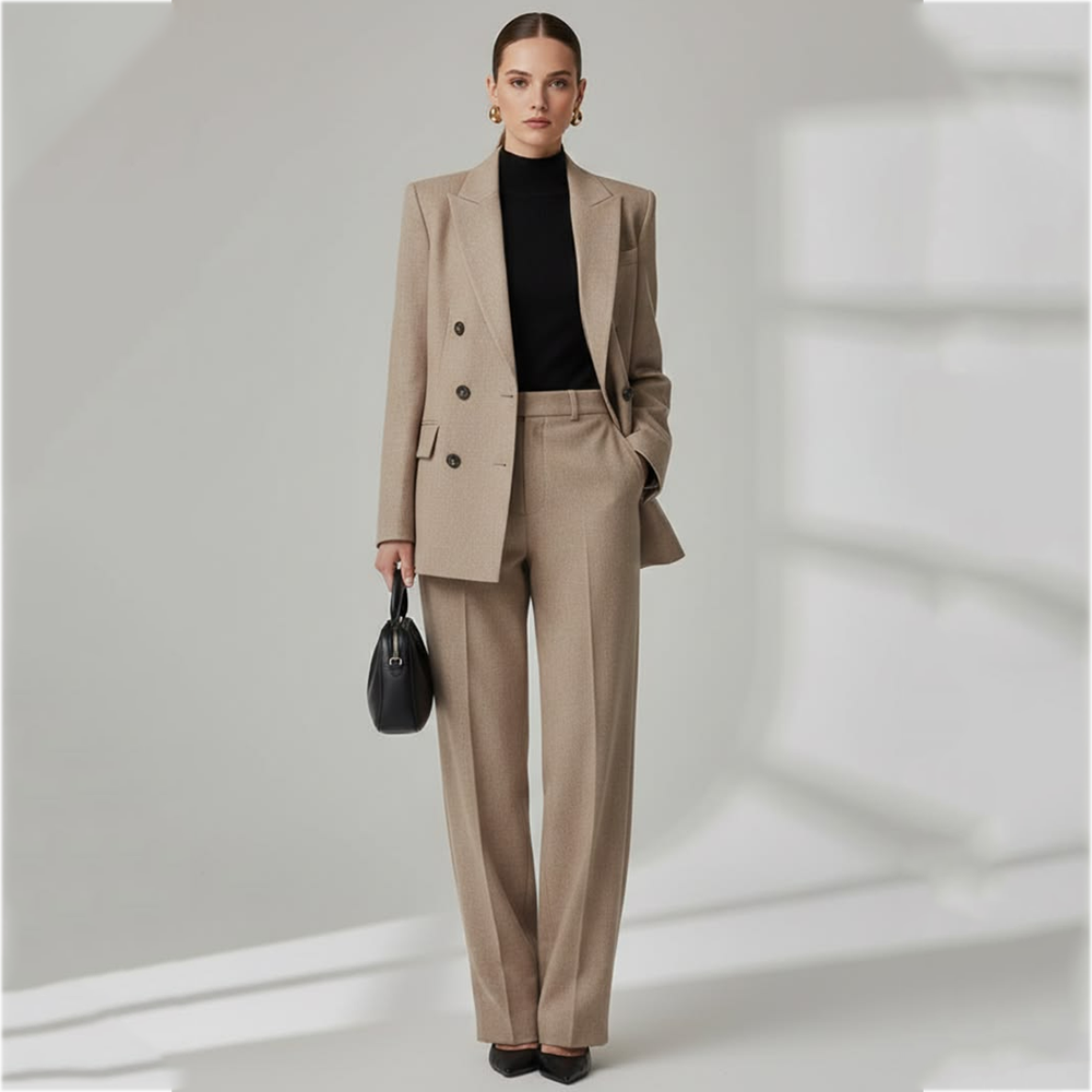 Women Formal Wear Shirts - 여성용 더블 브레스티드 수트 스트레이트 핏