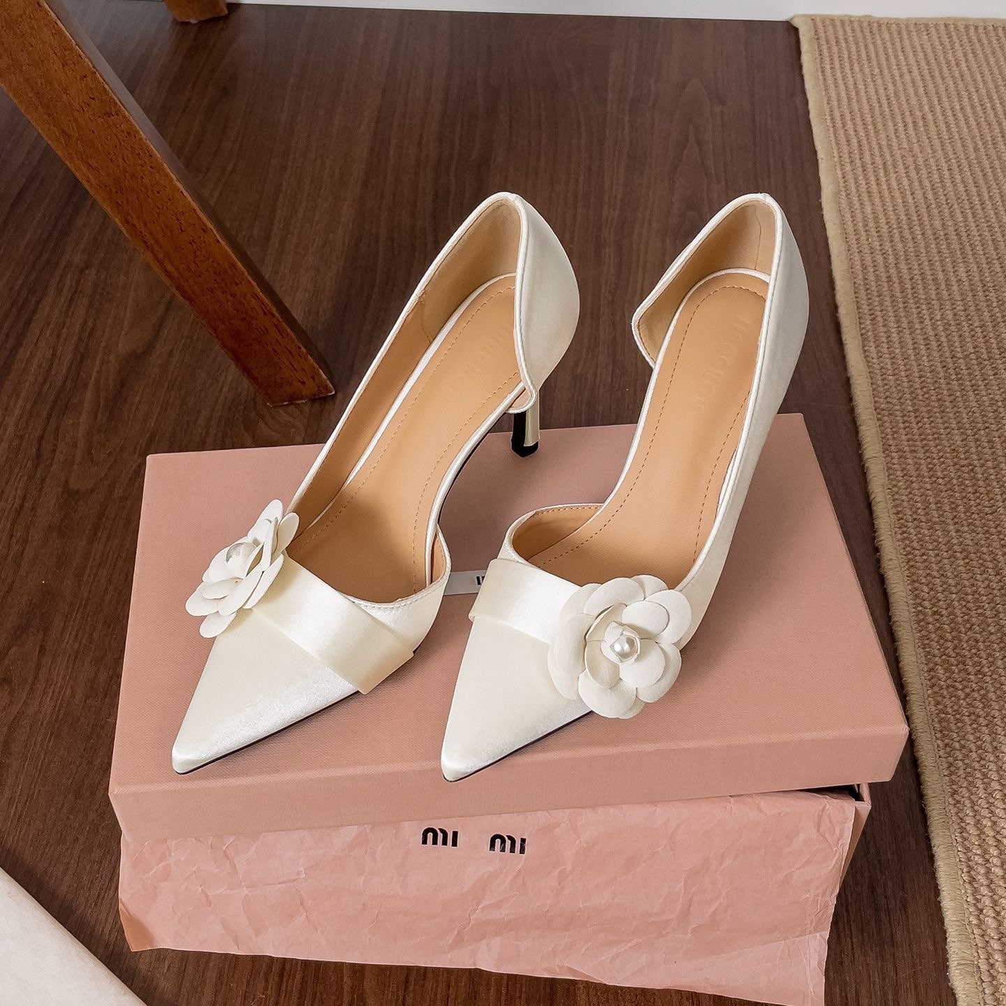 Women Formal Wear Footwear - 새틴 포인티드 스틸레토 펌프스 여성용 플로럴