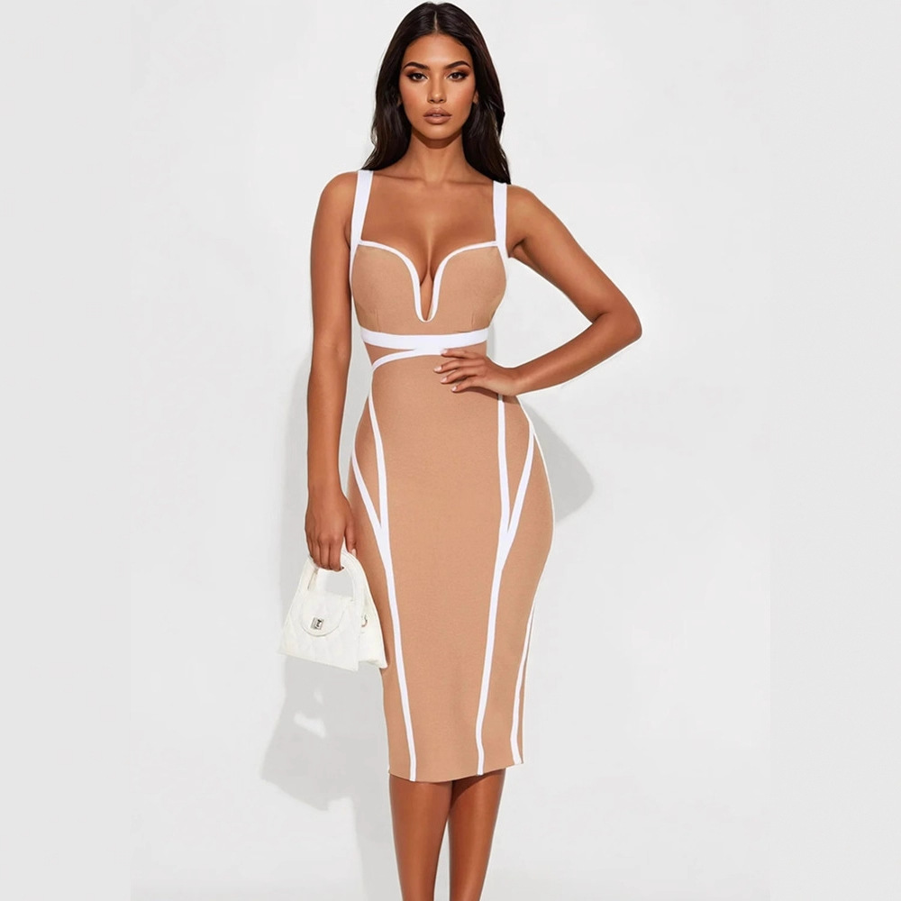 Women'S Formal Dinner Wear - 글램 컷 힙 랩 화이트 엣지
