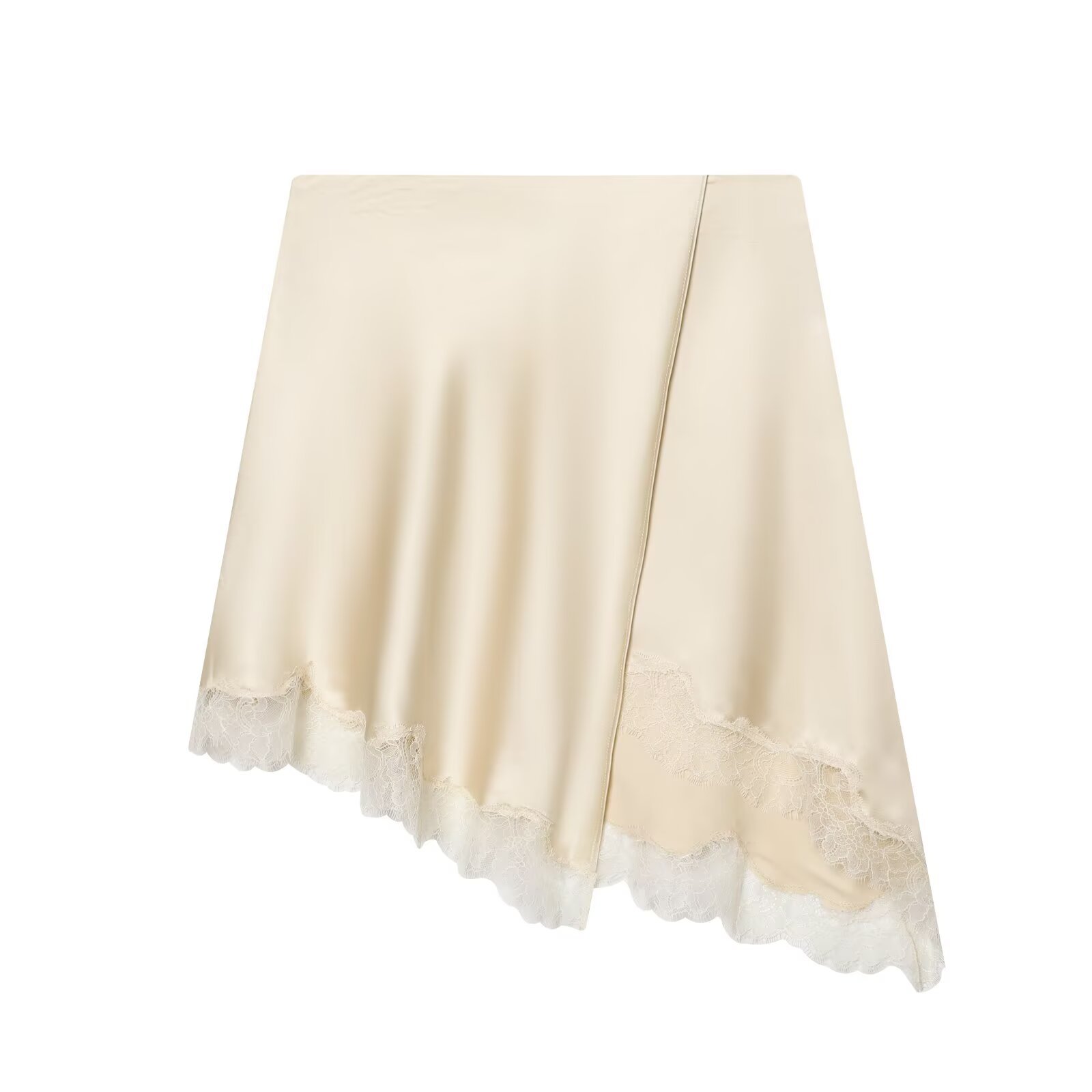 Yellow Formal Wear Women - 여성용 우아한 새틴 레이스 헴 스커트