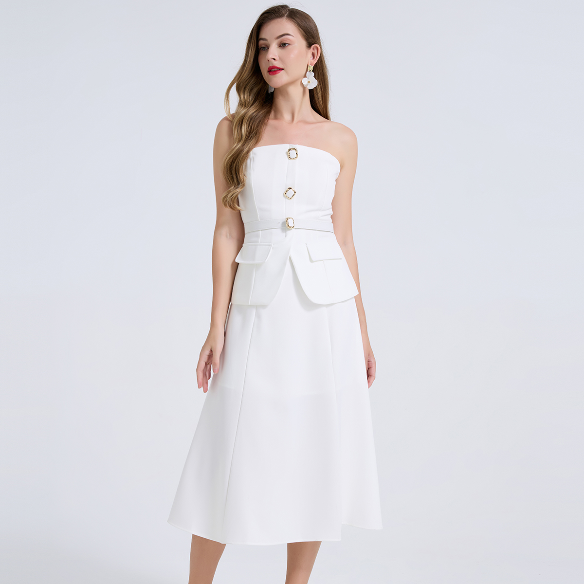 2피스 세트 여성 의상 우아한 다이아몬드 버튼 벨트 스 - Women Formal Wear For Meeting 리뷰 및 가격