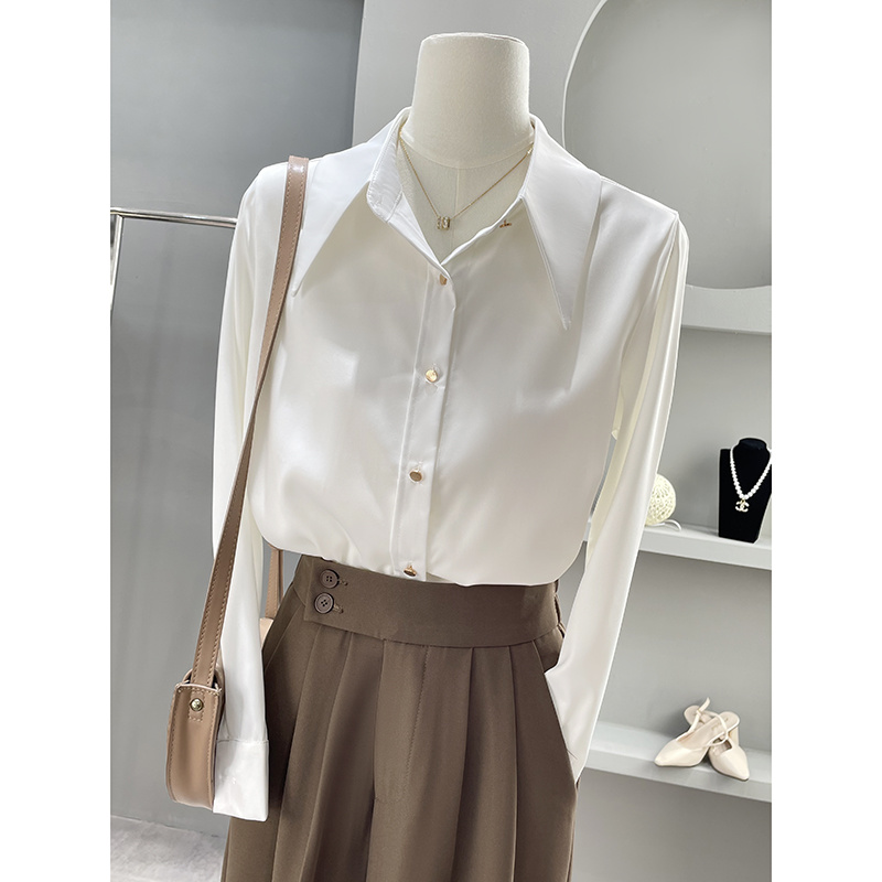 긴 소매 셔츠 여성용 쉬폰 블라우스 슬림 핏 레이스업  - Women Formal Wear Korean 리뷰 및 가격