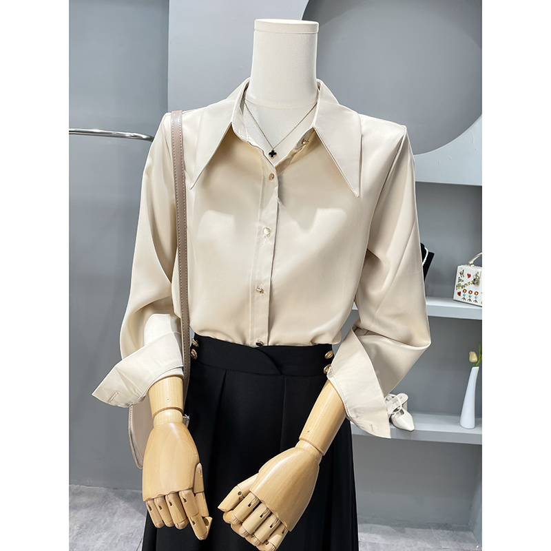 긴 소매 셔츠 여성용 쉬폰 블라우스 슬림 핏 레이스업  - Women Formal Wear Korean 리뷰 및 가격