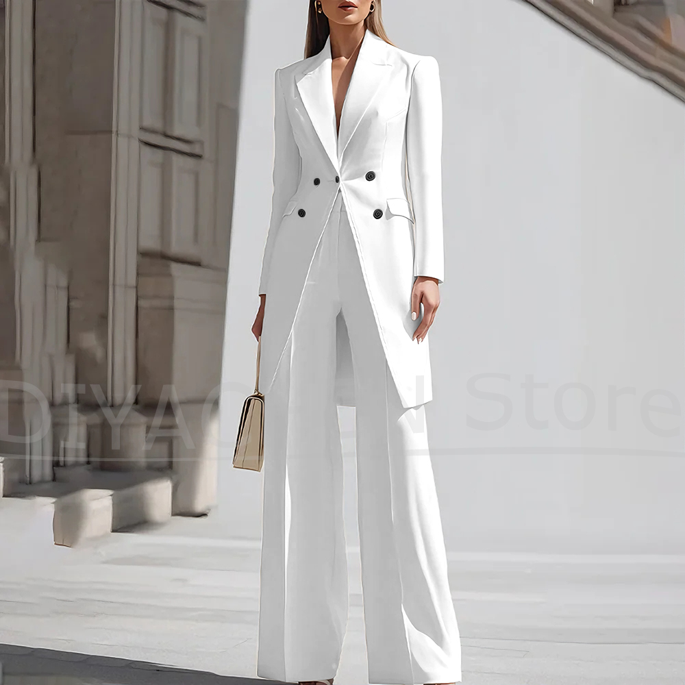 럭셔리 여성 팬츠 세트 2피스 시크 피크 라펠 더블 브 - Women Formal Wear Set 리뷰 및 가격