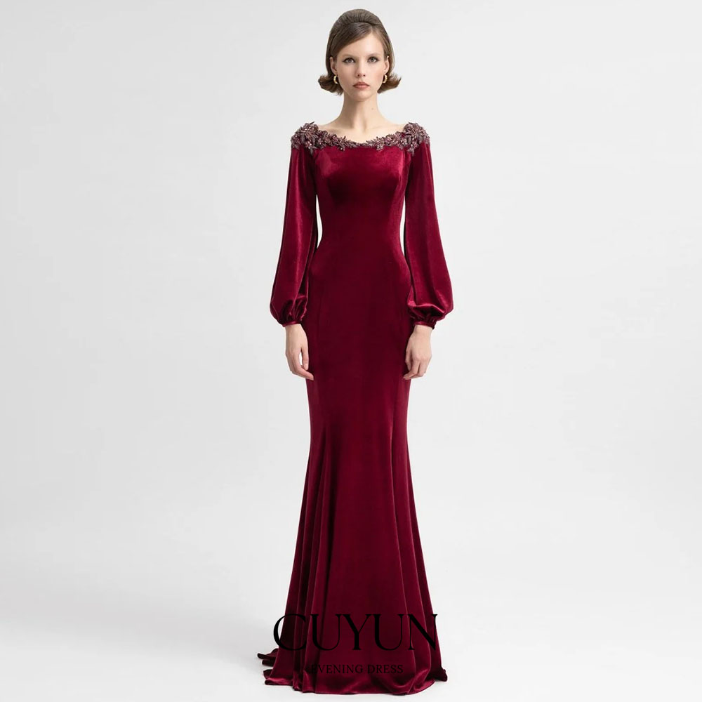CUYUN 맞춤형 세미-머메이드 버건디 이브닝 가운 벨 - Women'S Formal Dinner Wear 리뷰 및 가격