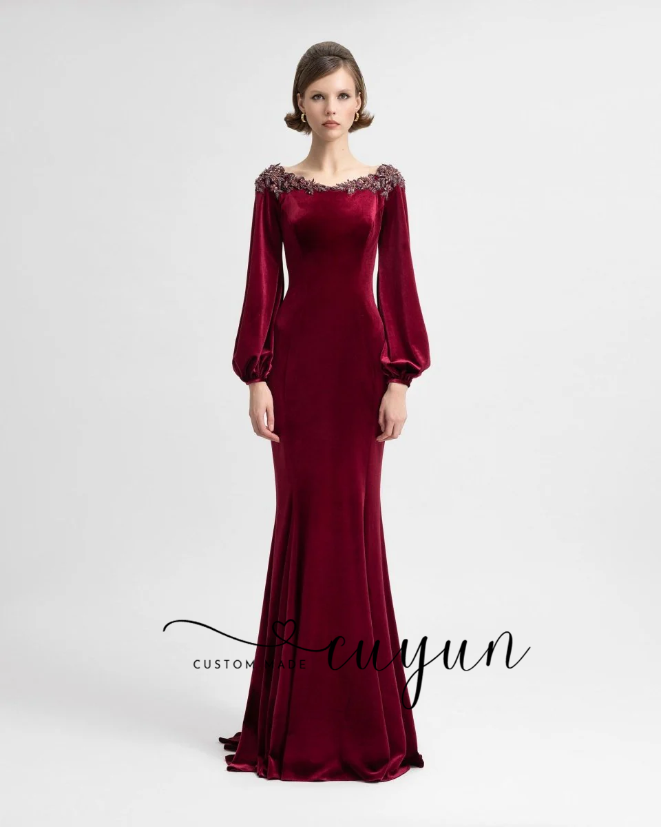 CUYUN 맞춤형 세미-머메이드 버건디 이브닝 가운 벨 - Women'S Formal Dinner Wear 리뷰 및 가격