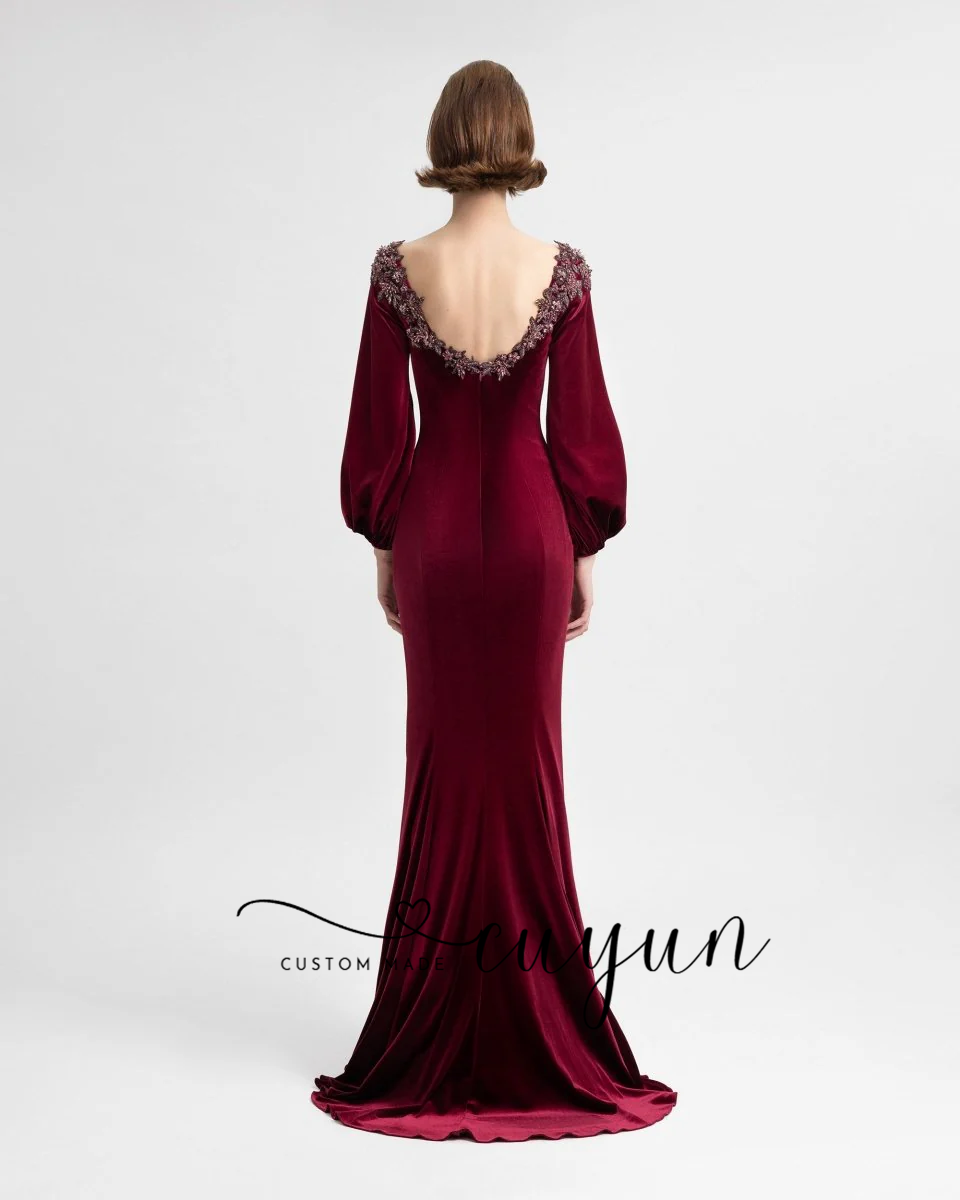 CUYUN 맞춤형 세미-머메이드 버건디 이브닝 가운 벨 - Women'S Formal Dinner Wear 리뷰 및 가격
