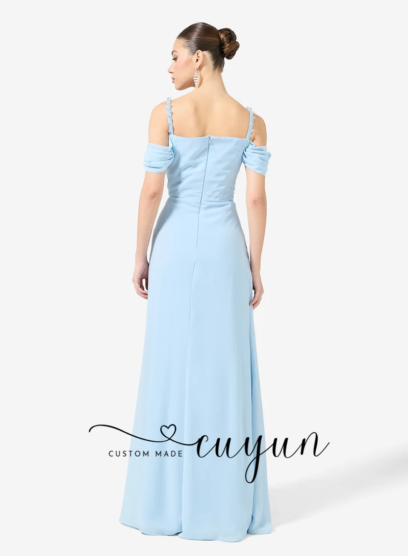 CUYUN 맞춤형 하늘색 정장 이브닝 드레스 디너 연회 - Women'S Formal Dinner Wear 리뷰 및 가격