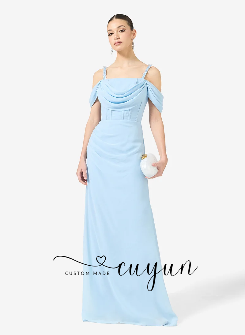 CUYUN 맞춤형 하늘색 정장 이브닝 드레스 디너 연회 - Women'S Formal Dinner Wear 리뷰 및 가격