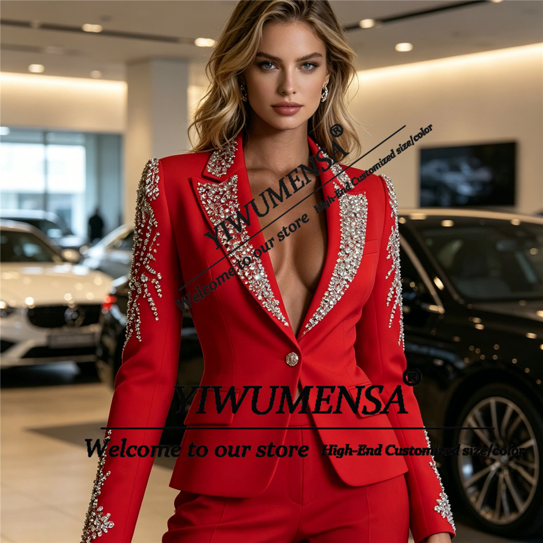 럭셔리 여성 정장 2피스 세트 크리스탈 비딩 프롬 블레 - Women Formal Wear Set 리뷰 및 가격