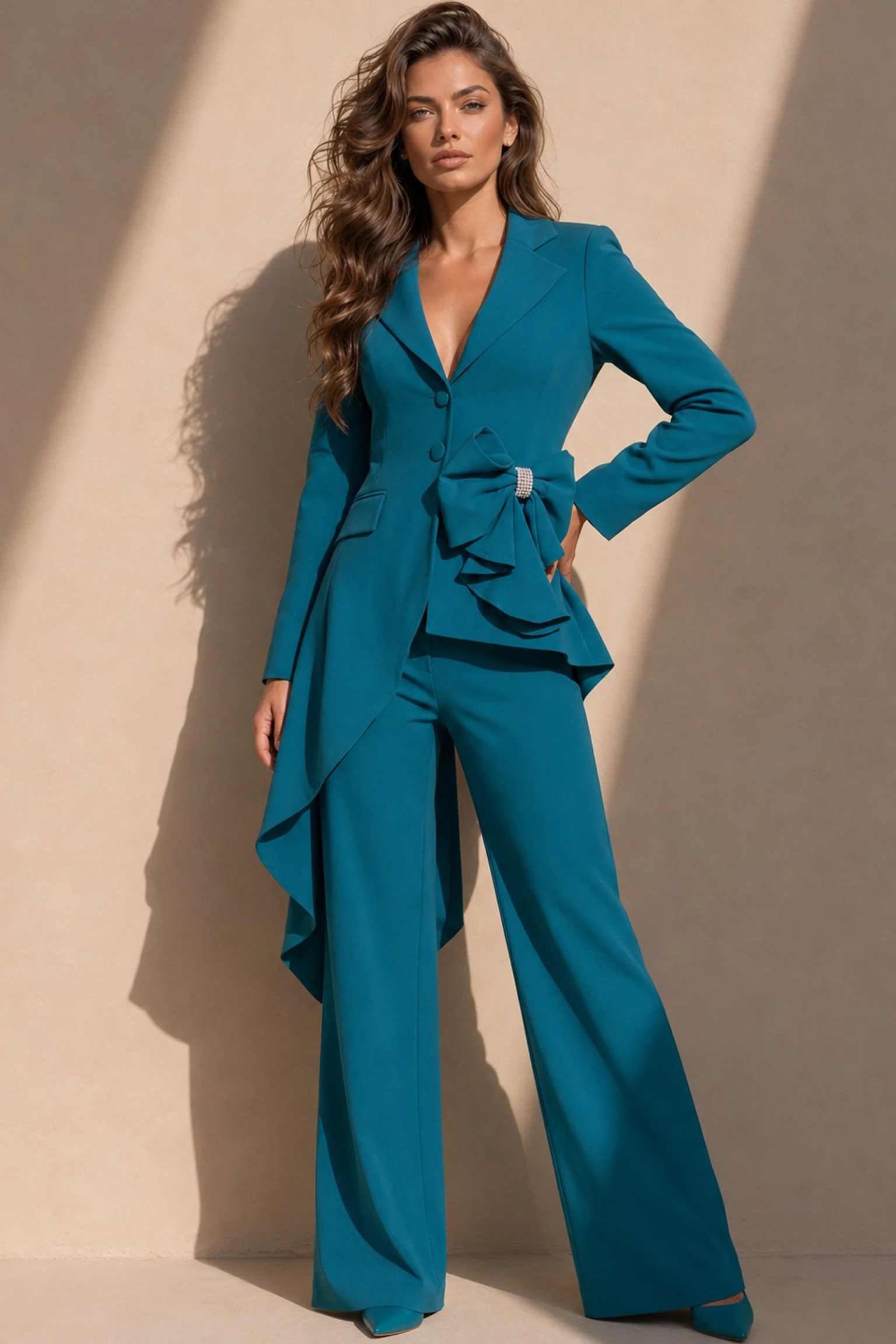 유니크 디자인 여성 정장 2피스 자켓 팬츠 싱글 브레스 - Women Formal Wear Designers 리뷰 및 가격