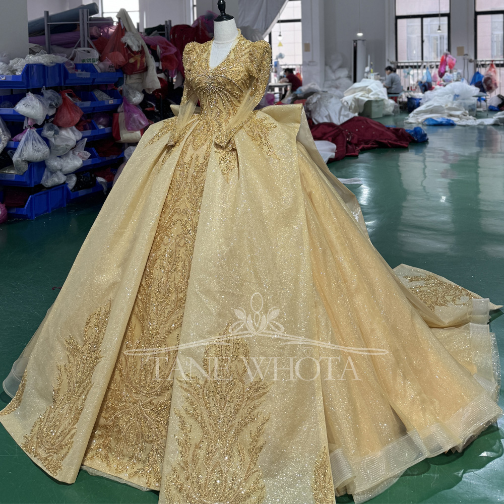 우아한 V넥 이브닝 드레스 2025 긴팔 레이스업 백  - Yellow Formal Wear Women 리뷰 및 가격