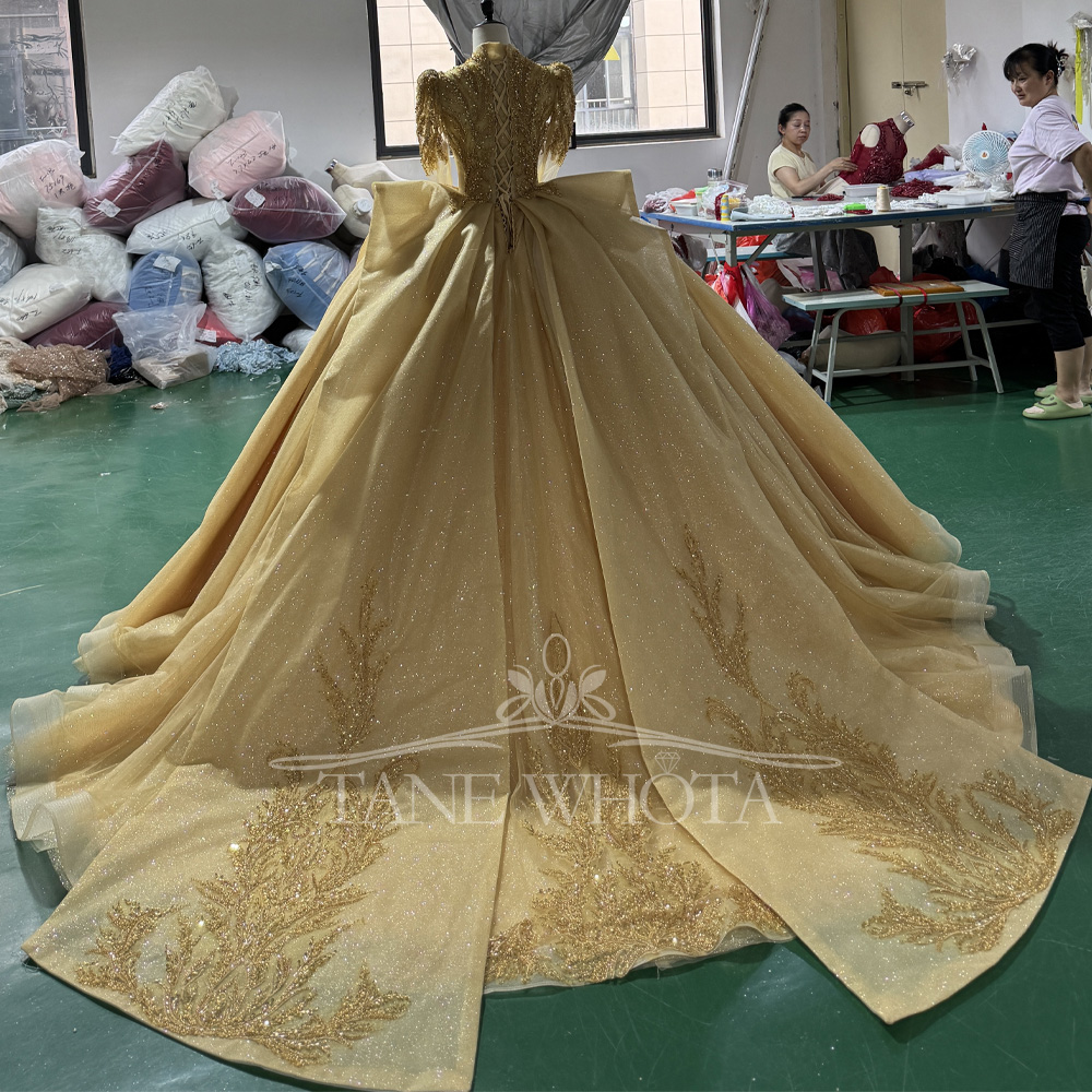 우아한 V넥 이브닝 드레스 2025 긴팔 레이스업 백  - Yellow Formal Wear Women 리뷰 및 가격
