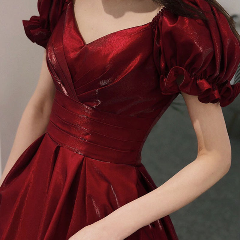 이브닝 원피스 레드 브이넥 반팔 롱 스커트, 섹시한 백 - Women'S Formal Dinner Wear 리뷰 및 가격
