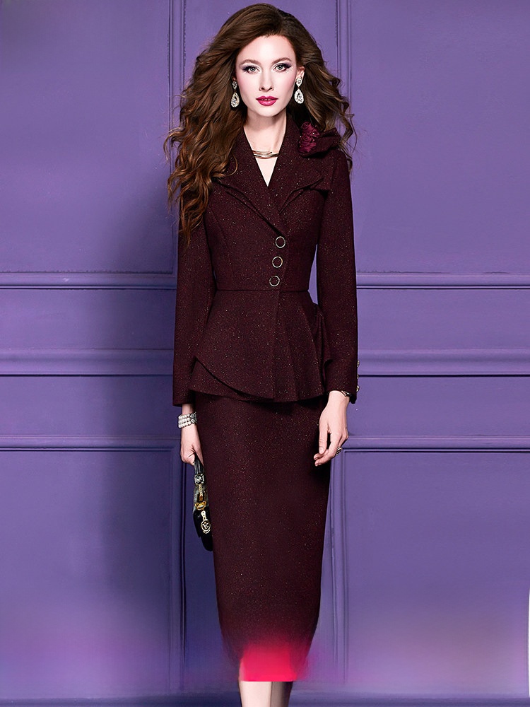 울 혼방 수트 세트 여성 겨울 패션 아우터웨어 및 스커 - Tailored Coat Wool 리뷰 및 가격