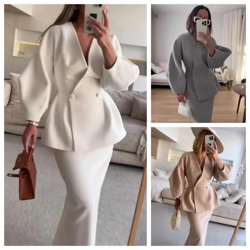2피스 세트 여성 의상, 우아한 블레이저 스커트 세트, - Women Formal Wear For Meeting 리뷰 및 가격