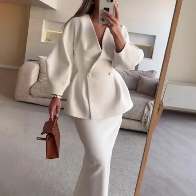 2피스 세트 여성 의상, 우아한 블레이저 스커트 세트, - Women Formal Wear For Meeting 리뷰 및 가격