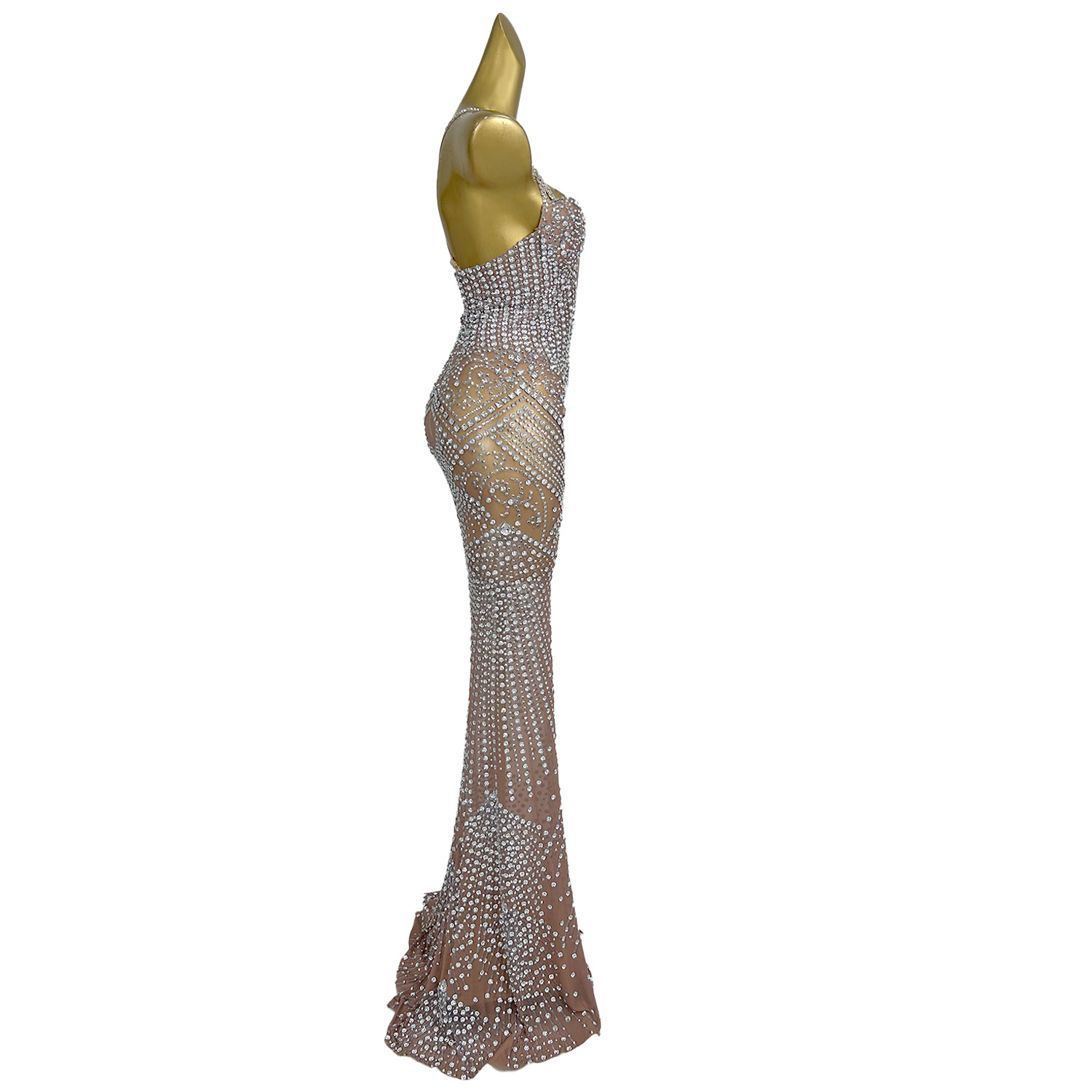 섹시 시스루 연회 파티 라인스톤 롱 드레스 여성 디너  - Women'S Formal Dinner Wear 리뷰 및 가격