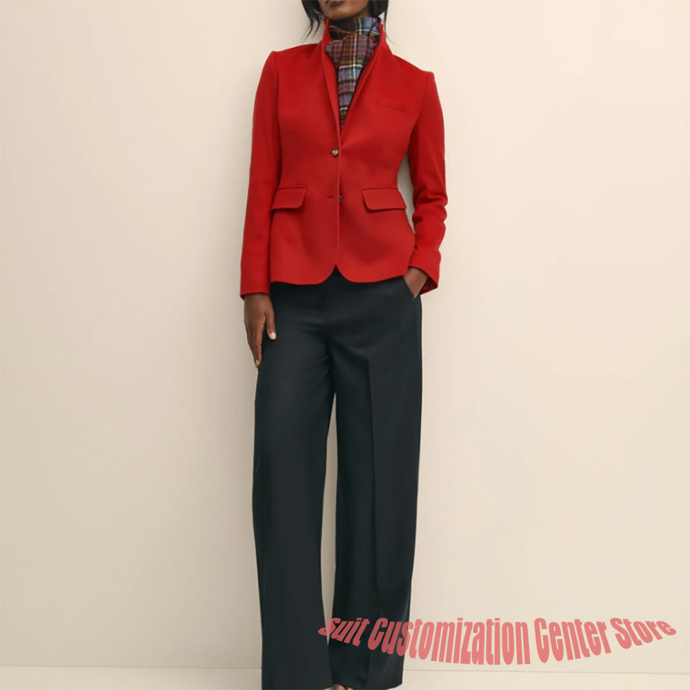 여성용 네이비 울 의류 싱글 브레스티드 투피스 (재킷+ - Women Formal Wear Shirts 리뷰 및 가격