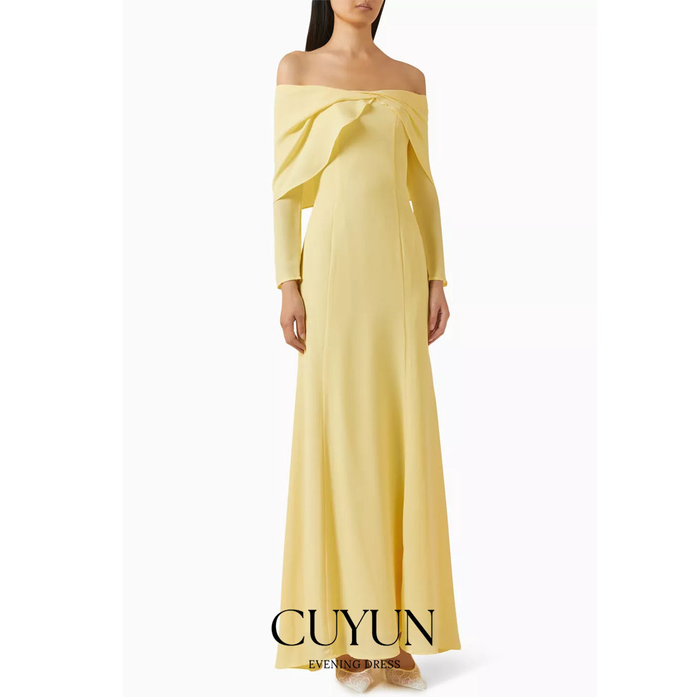 CUYUN 맞춤형 노란색 웨딩 파티 드레스 여성용 보트 - Yellow Formal Wear Women 리뷰 및 가격