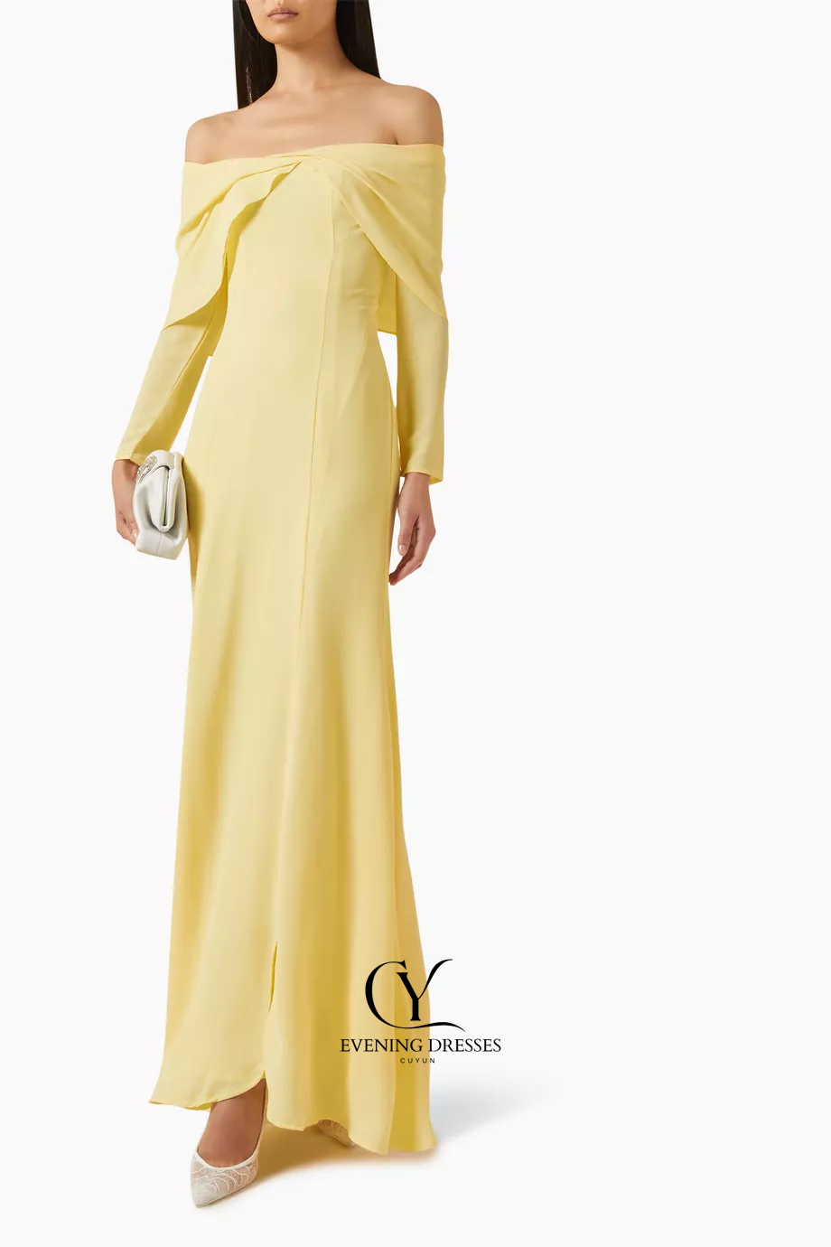 CUYUN 맞춤형 노란색 웨딩 파티 드레스 여성용 보트 - Yellow Formal Wear Women 리뷰 및 가격