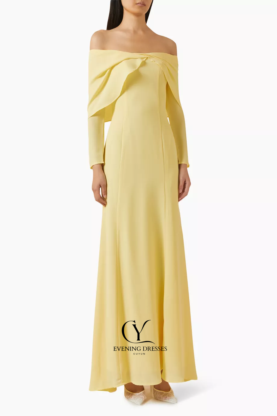 CUYUN 맞춤형 노란색 웨딩 파티 드레스 여성용 보트 - Yellow Formal Wear Women 리뷰 및 가격