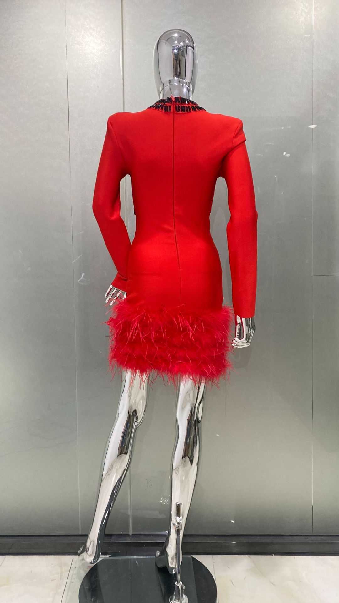 2026 럭셔리 타조털 글램 홀로우 레드 밴디지 드레스 - Women'S Formal Dinner Wear 리뷰 및 가격