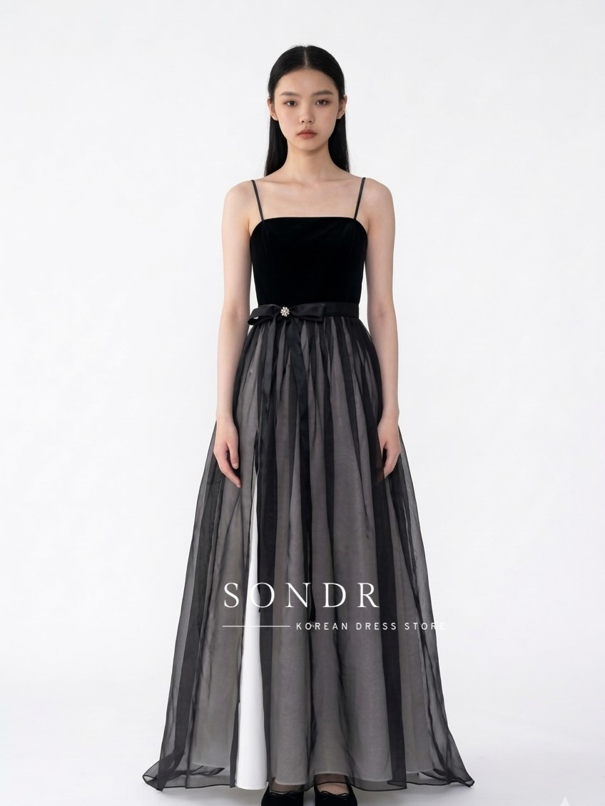손드르 맞춤형 스파게티 스트랩 A라인 한국 이브닝 드레 - Women Formal Wear Korean 리뷰 및 가격
