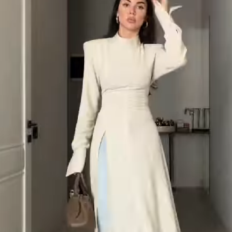 여성 캐주얼 하이넥 롱 슬리브 맥시 드레스 우아한 허리 - Women Formal Wear For Meeting 리뷰 및 가격