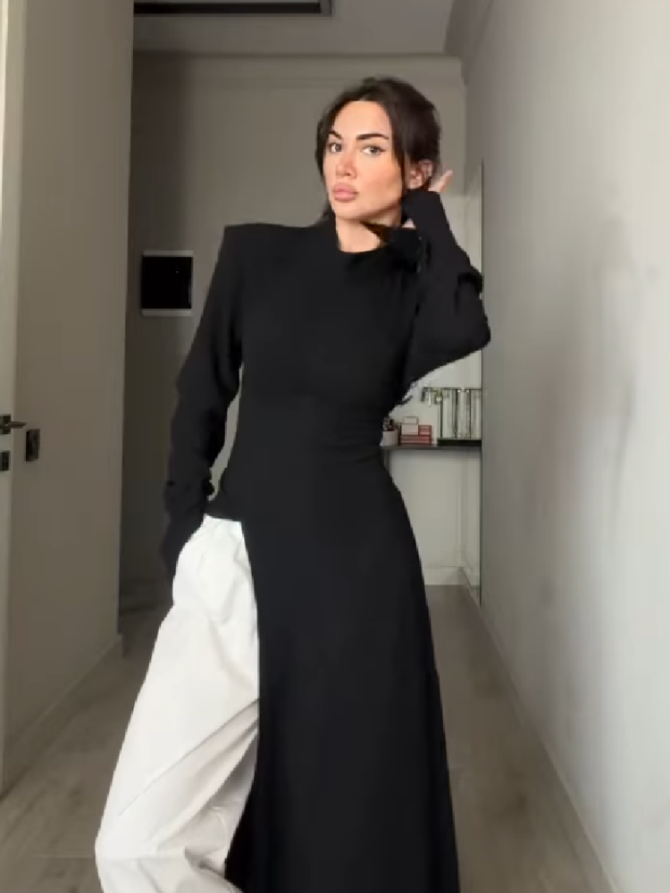 여성 캐주얼 하이넥 롱 슬리브 맥시 드레스 우아한 허리 - Women Formal Wear For Meeting 리뷰 및 가격