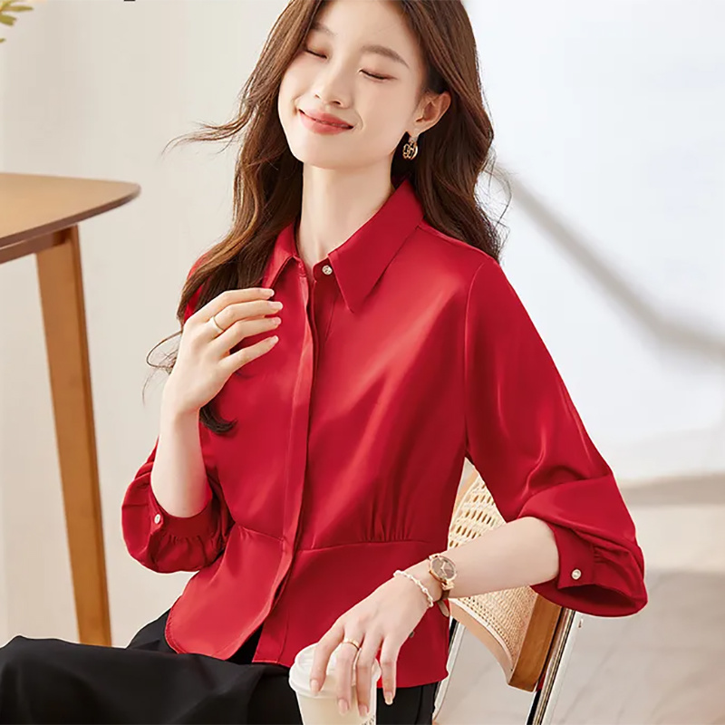 긴 소매 셔츠 여성 코튼 프릴 편안한 핏 Cottage - Women Formal Wear Korean 리뷰 및 가격
