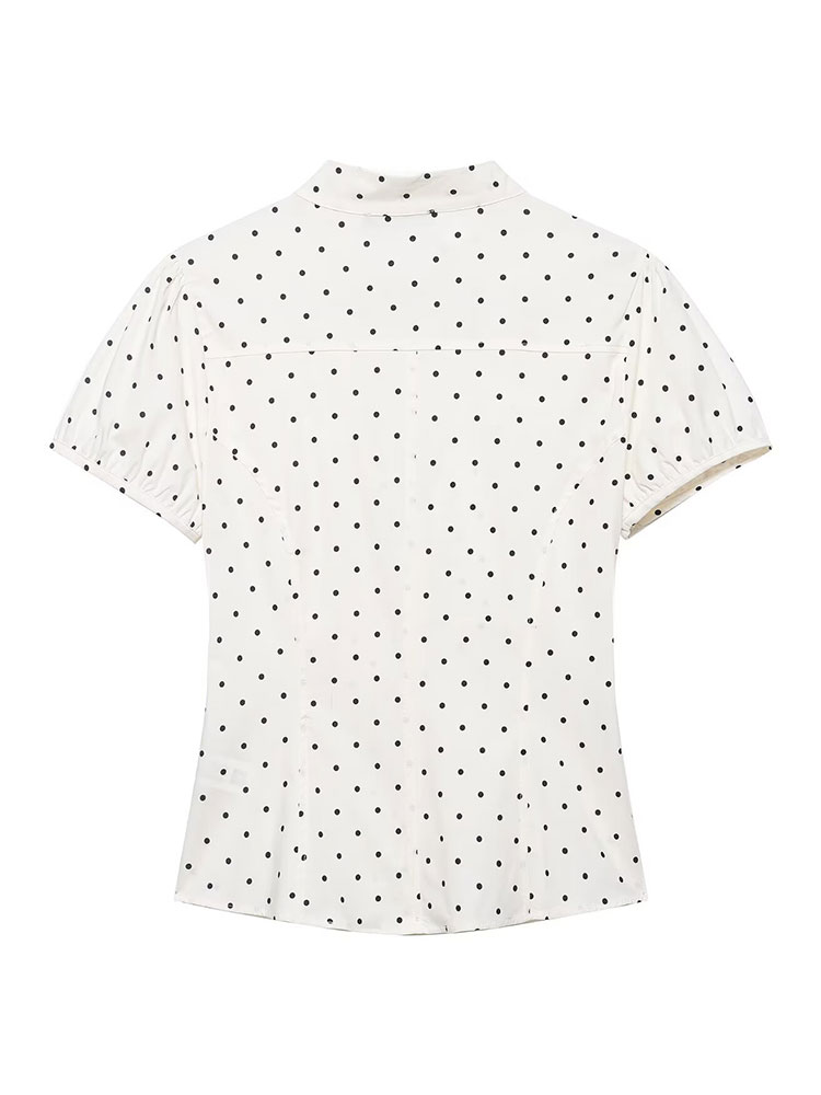 HH 빈티지 레트로 여성용 흰색 셔츠 물방울 무늬 블라 - Women Formal Wear Shirts 리뷰 및 가격