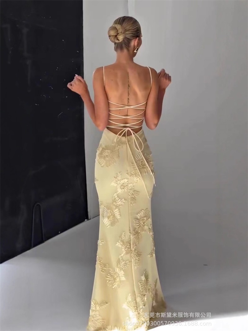 노란색 자수 여성 프롬 드레스 섹시 코르셋 민소매 블랙 - Yellow Formal Wear Women 리뷰 및 가격