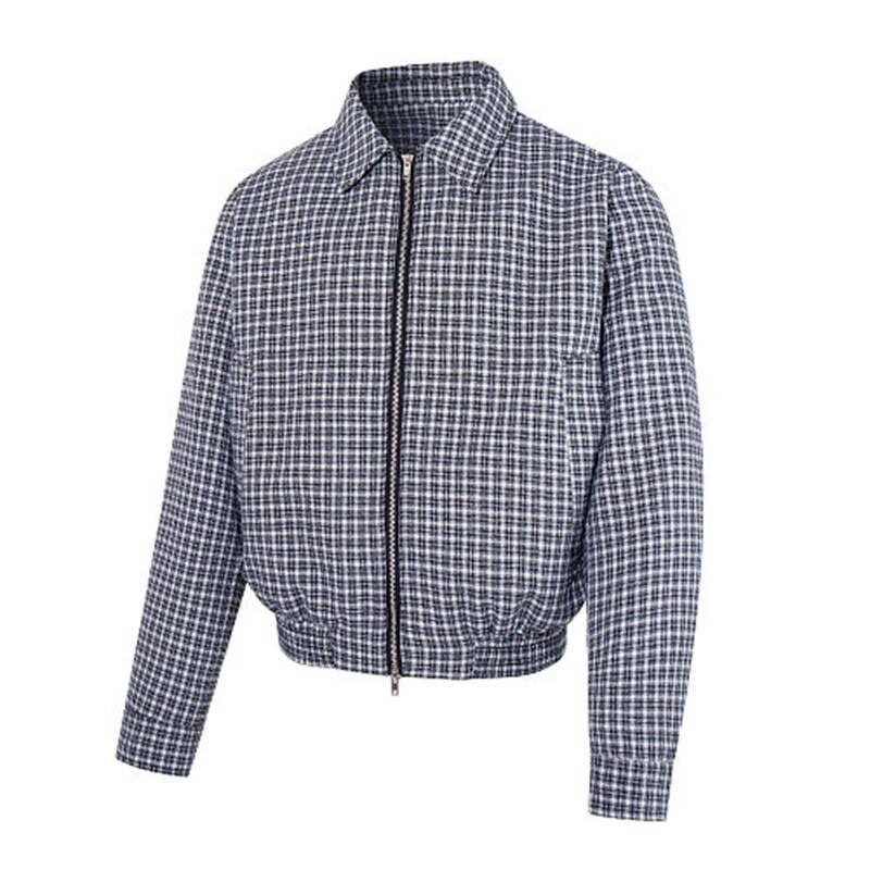 체크무늬 라펠 지퍼업 재킷 남성용 신축성 있는 밑단 크 - Tailored Coat Wool 리뷰 및 가격