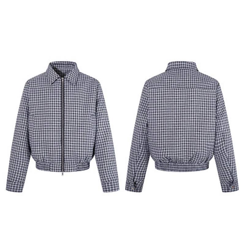 체크무늬 라펠 지퍼업 재킷 남성용 신축성 있는 밑단 크 - Tailored Coat Wool 리뷰 및 가격