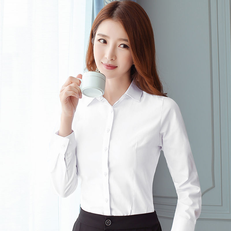 한국 슬림 블랙 화이트 블라우스 여성 긴팔 워크 셔츠  - Women Formal Wear Shirts 리뷰 및 가격