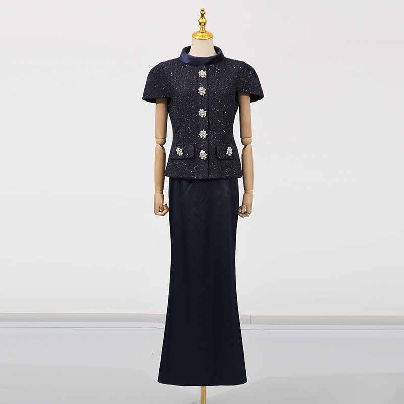 VGH 여성용 시크 투피스 세트, 스탠드 칼라 반팔 스 - Women Formal Wear Set 리뷰 및 가격