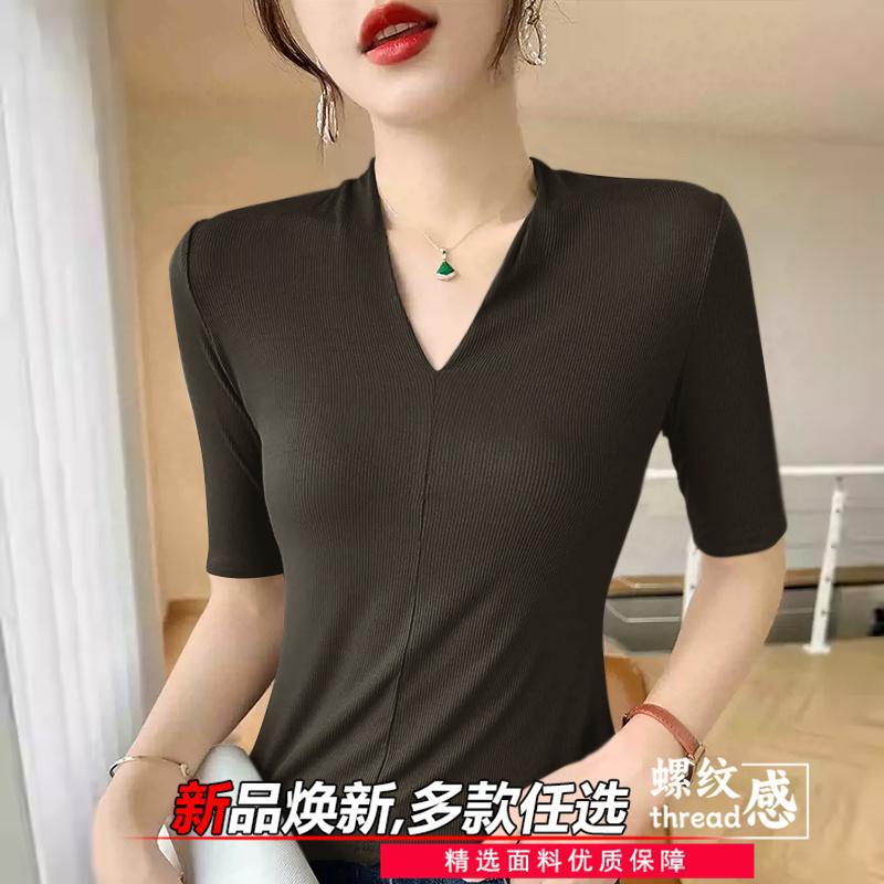 여성용 나이를 잊게 하는 티셔츠, 시원한 V넥 탑, 피 - Women Formal Wear Shirts 리뷰 및 가격