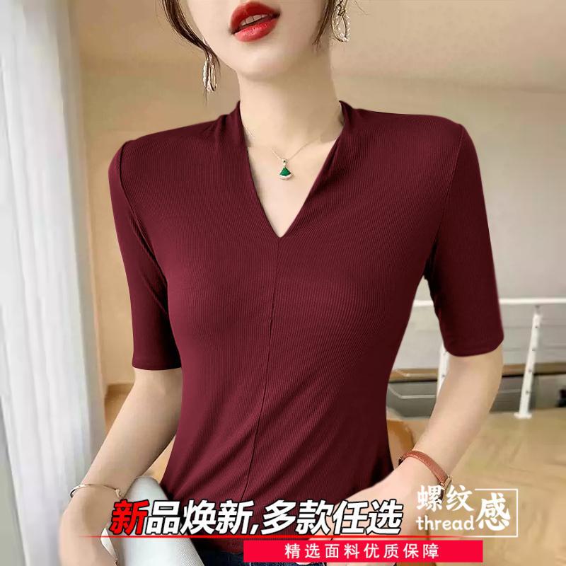 여성용 나이를 잊게 하는 티셔츠, 시원한 V넥 탑, 피 - Women Formal Wear Shirts 리뷰 및 가격