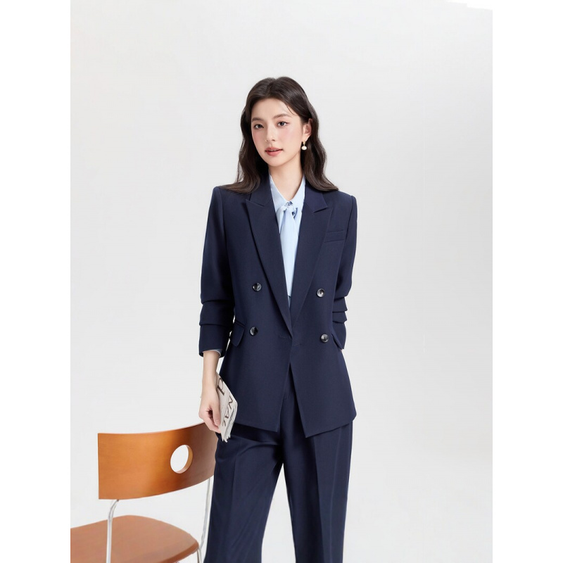 네이비 블루 더블 브레스티드 여성 비즈니스 정장2026 - Women Formal Wear Korean 리뷰 및 가격