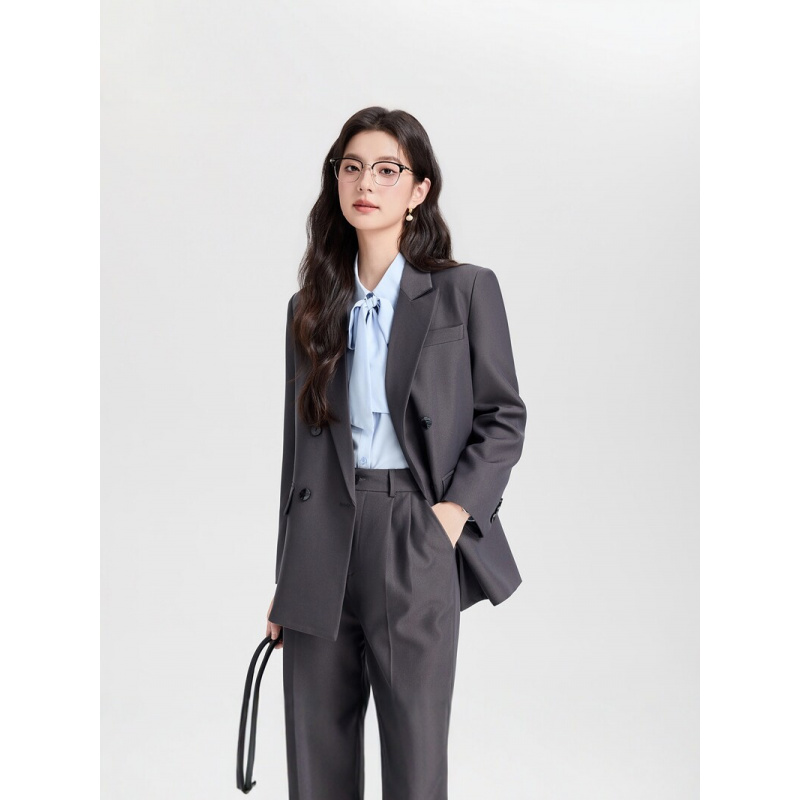 네이비 블루 더블 브레스티드 여성 비즈니스 정장2026 - Women Formal Wear Korean 리뷰 및 가격