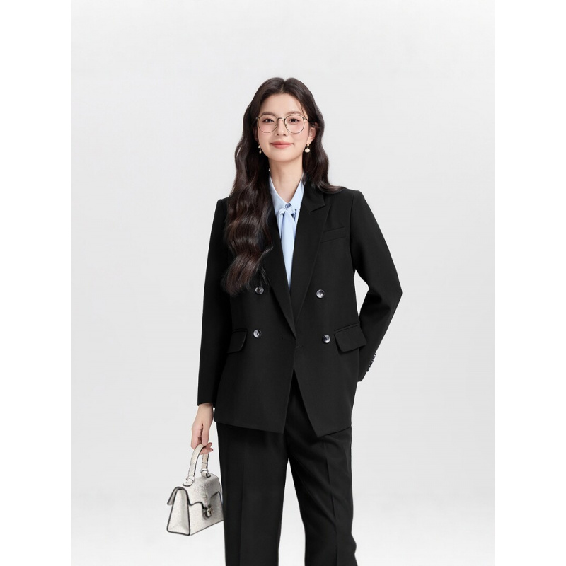 네이비 블루 더블 브레스티드 여성 비즈니스 정장2026 - Women Formal Wear Korean 리뷰 및 가격