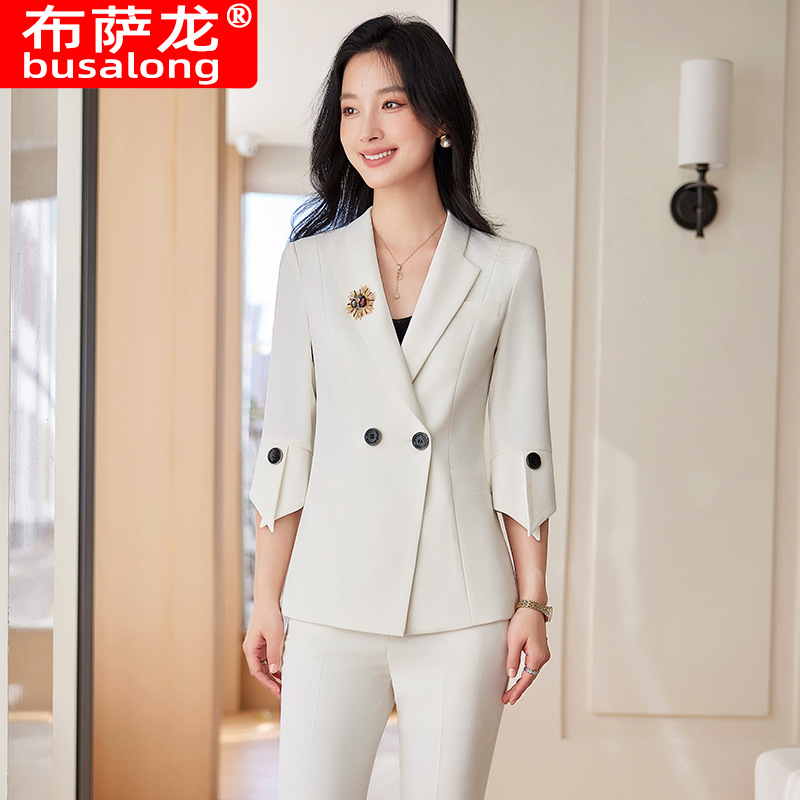봄 여름 신상 여성용 옐로우 수트 세트, 패셔너블하고  - Yellow Formal Wear Women 리뷰 및 가격